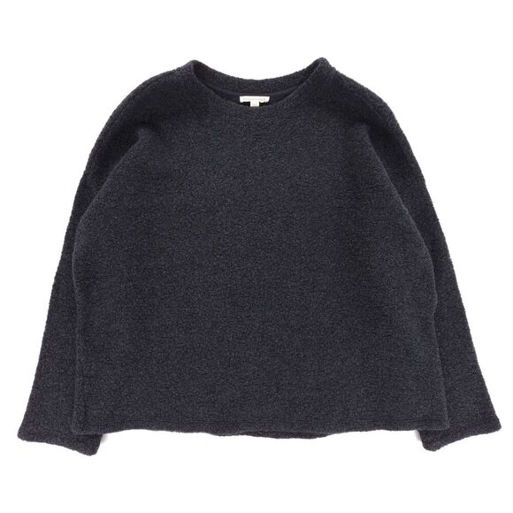 NEW Eileen Fisher Wool Boucle Crew Neck Box Sweater Lagenlook Quiet Luxury Gray - Picture 1 of 6